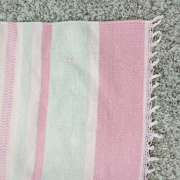 Vintage Pink Rug Indigenous Tapestry Knit Western Southwest - Picture 9 of 9